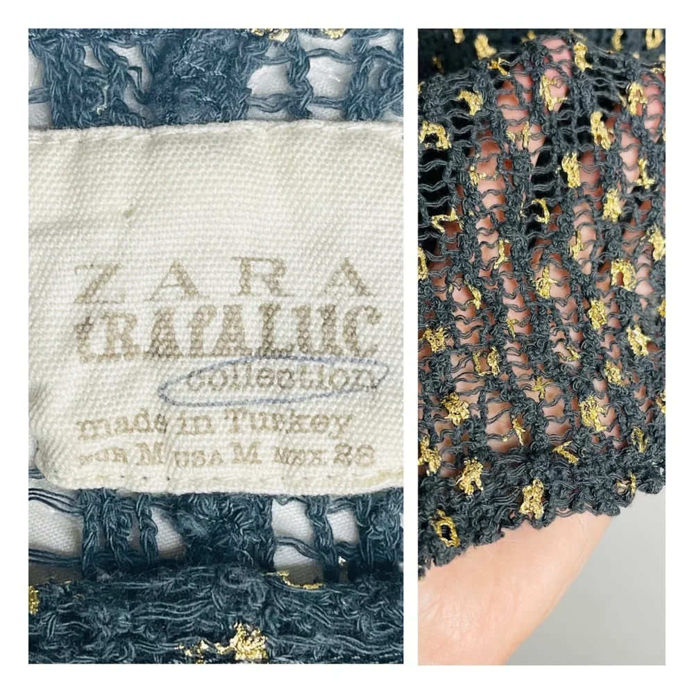 ZARA Trafaluc Collection - Crochet Gold Dots Top M